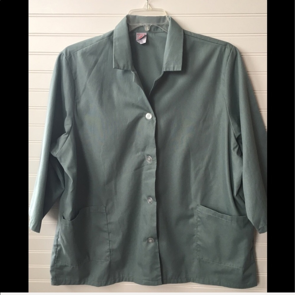 Red Cap Green Nurses Uniform Scrub Jacket Size XL